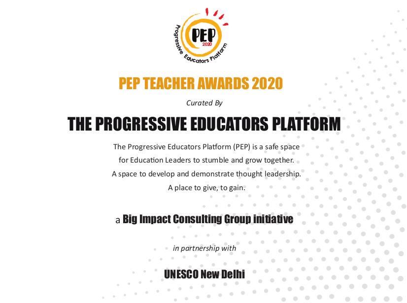 PEP Teacher Awards 2020 in partnership with UNESCO